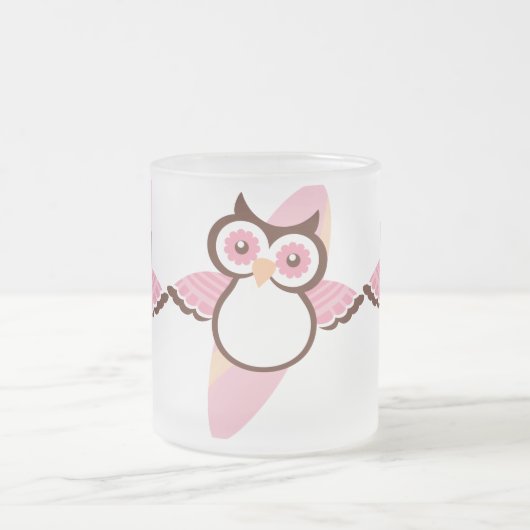 夏のサーフィンフクロウすり付きマグカップ フロストグラスマグカップ (中央)