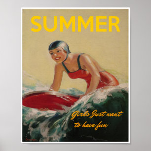 夏のサーフィンポスター1930年代 ポスター