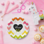 夏のシェブロンの誕生日の紙皿 ペーパープレート (パーティー)