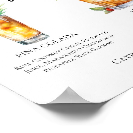 夏のシグニ結婚チャーカクテルメニュー ポスター (角)