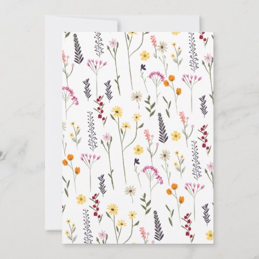 夏のシックな野生の花金ゴールドスクリプトブライダルシャワー 招待状 (裏面)