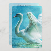 夏のシャワーの魔法のスワン ウェディング 招待状 (正面/裏面)