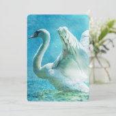 夏のシャワーの魔法のスワン ウェディング 招待状 (スタンド正面)