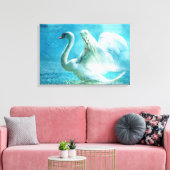 夏のシャワーを浴びる白鳥 キャンバスプリント (インサイチュ (リビング))