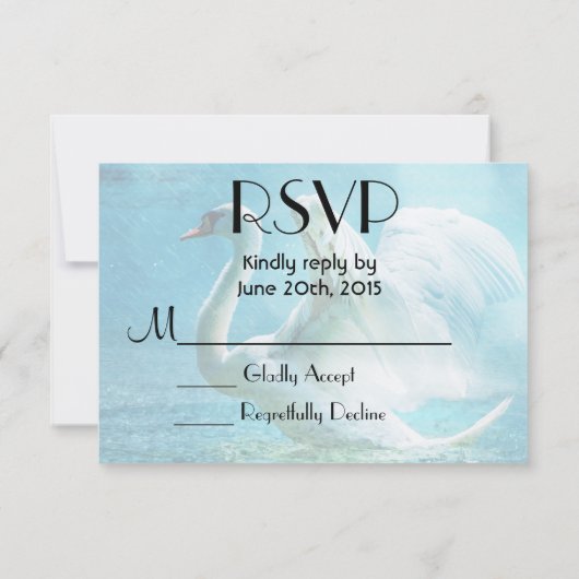 夏のシャワーを浴びるRSVPの魔法の白鳥 出欠カード (裏面)