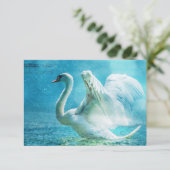 夏のシャワーを浴びるRSVPの魔法の白鳥 出欠カード (スタンド正面)