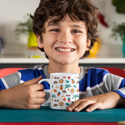 夏のシームレスなパターン背景 コーヒーマグカップ