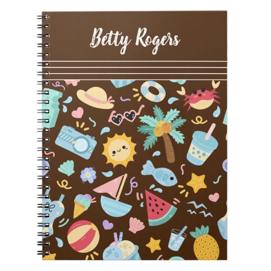 夏のシームレスなパターン背景 ノートブック (正面)