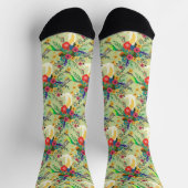 夏のジャングル熱帯産オウムの花が咲く ソックス (上部)