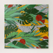 夏のジャングル：明るいパームのパターン。 ジグソーパズル (横)