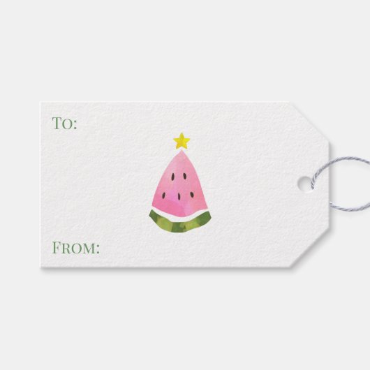 夏のスイカのクリスマスツリーのプレゼント ギフトタグ (正面(横))