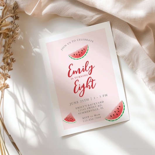 夏のスイカの子供の誕生日 招待状
