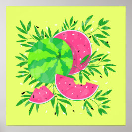夏のスイカ枝明るい熱帯ポスター ポスター