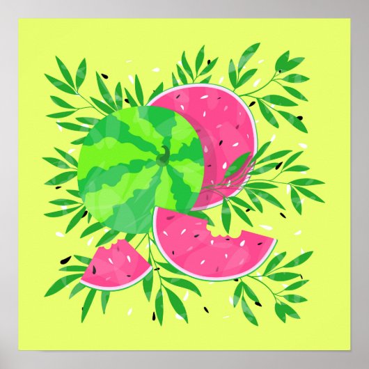 夏のスイカ枝明るい熱帯ポスター ポスター (正面)