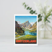 夏のスイスの山々、ヴィンテージ旅行 ポストカード (スタンド正面)