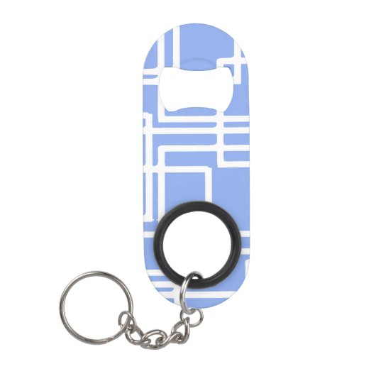 夏のスカイブルーのレトロのモダンな長方形 キーホルダー栓抜き (正面)