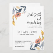 夏のスタイリッシュフローラ花結婚式招待状 招待状 (正面/裏面)