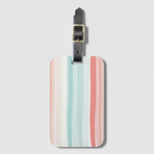 夏のストライプサンゴとターコイズの荷札 ラゲッジタグ (正面縦)