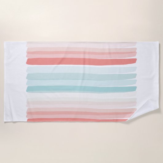 夏のストライプサンゴとターコイズバスタオルs ビーチタオル (正面)