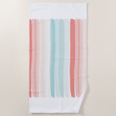 夏のストライプサンゴとターコイズバスタオルs ビーチタオル (正面)