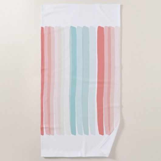 夏のストライプサンゴとターコイズバスタオルs ビーチタオル (正面)