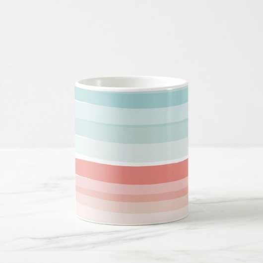 夏のストライプサンゴとターコイズマグカップ コーヒーマグカップ (中央)