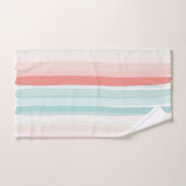 夏のストライプサンゴとターコイズ2 バスタオルセット (ハンドタオル)