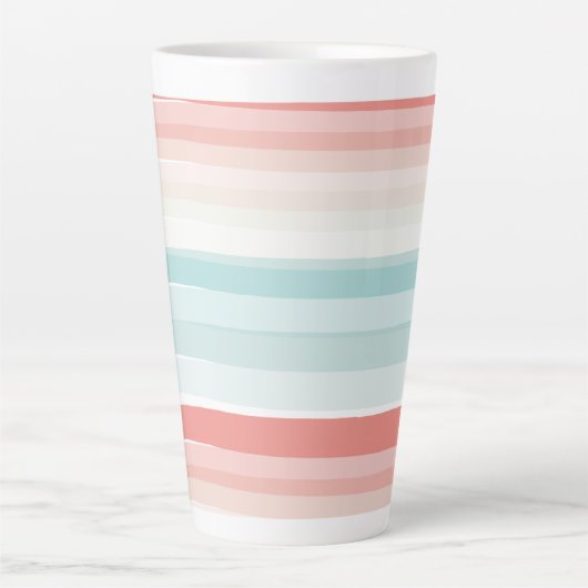 夏のストライプサンゴとターコイズ カフェラテマグ (正面)