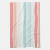 夏のストライプサンゴとターコイズ キッチンタオル (縦)