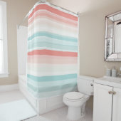 夏のストライプサンゴとターコイズ シャワーカーテン (インサイチュ)