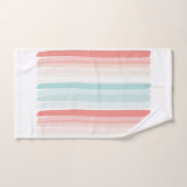 夏のストライプサンゴとターコイズ バスタオルセット (ハンドタオル)