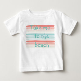 夏のストライプサンゴとターコイズ ベビーTシャツ