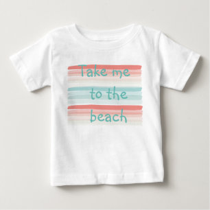 夏のストライプサンゴとターコイズ ベビーTシャツ