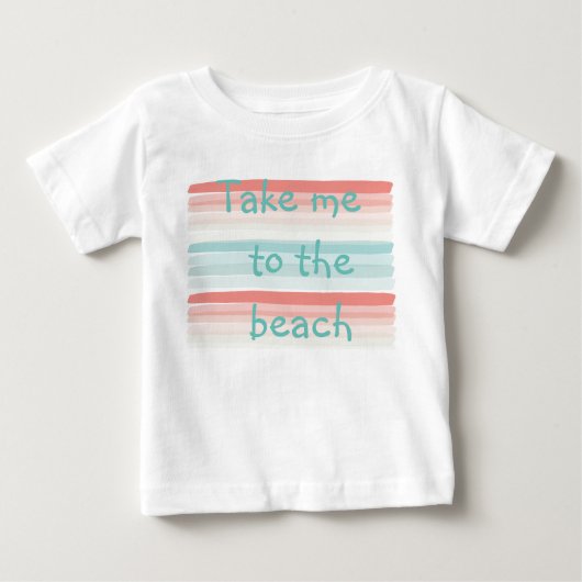 夏のストライプサンゴとターコイズ ベビーTシャツ (正面)