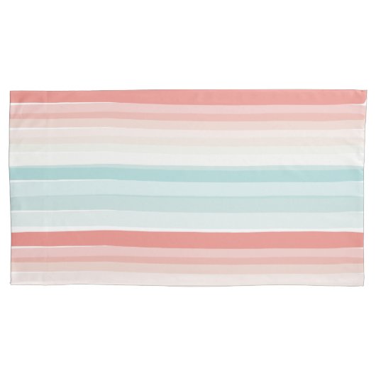 夏のストライプサンゴとターコイズ 枕カバー (正面)