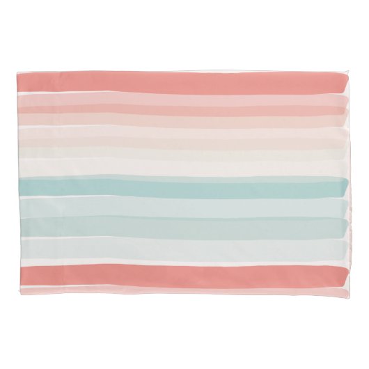 夏のストライプサンゴとターコイズ 枕カバー (正面)