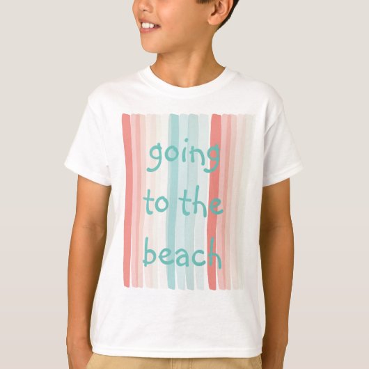 夏のストライプサンゴとターコイズ Tシャツ (正面)