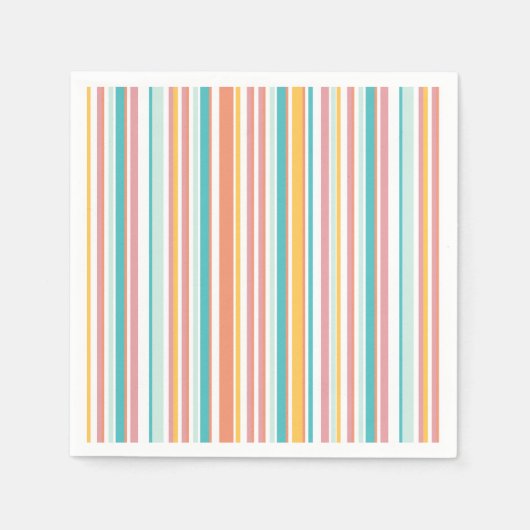 夏のストライプ幸せな色をチェック スタンダードカクテルナプキン (正面)