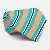 夏のストライプ – アクア、サンゴと茶色 ネクタイ (ロール)