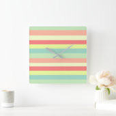 夏のストライプ スクエア壁時計 (ホーム)