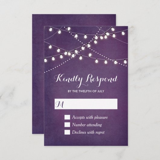 夏のストリングライトの返信カード 出欠カード (正面/裏面)