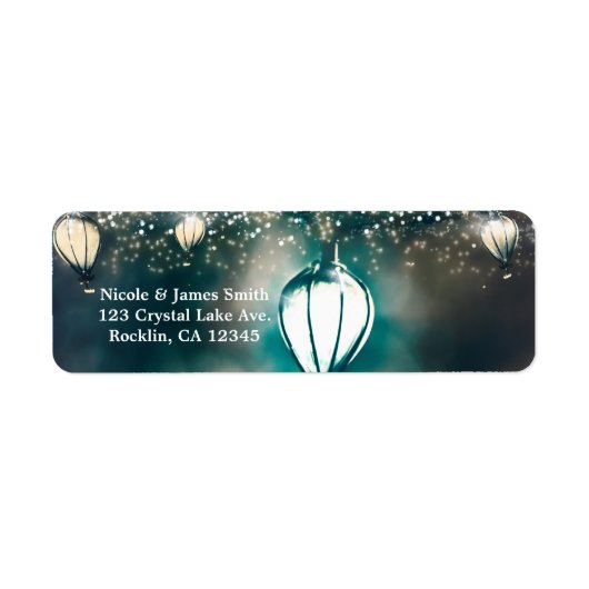 夏のストリングライトエンチャント結婚式招待状 ラベル (正面)