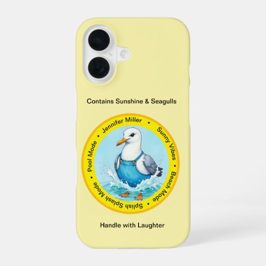 夏のスプラッシュが楽しいカモメの格好 iPhone 16ケース (裏面)