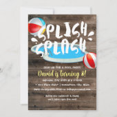 夏のスプラッシュウッドプール誕生日パーティー 招待状 (正面)