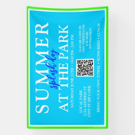 夏のスプラッシュデイを公園で | 屋外イベント標識 横断幕 (縦)