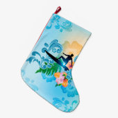 夏のスポーツ、波を持つ波の寄宿生 ラージクリスマスストッキング (正面 (吊り時))