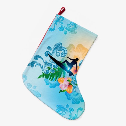 夏のスポーツ、波を持つ波の寄宿生 ラージクリスマスストッキング (正面 (吊り時))