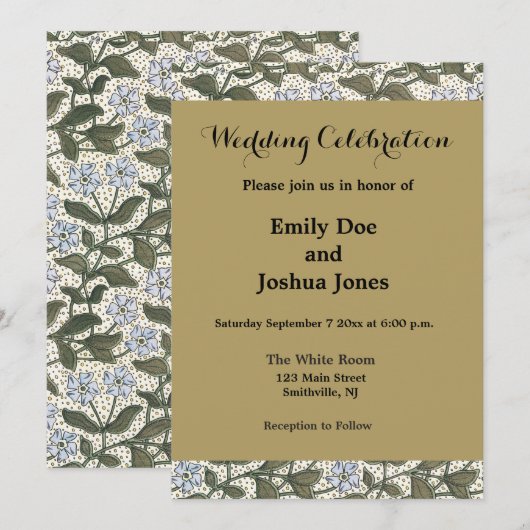 夏のスミレの花　かわいいエレガントな花 招待状 (正面/裏面)