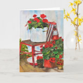 夏のゼラニウムの花の空白のグリーティングカード カード (黄色い花)