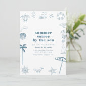 夏のソイリーパーティの招待状と海アイコン 招待状 (スタンド正面)